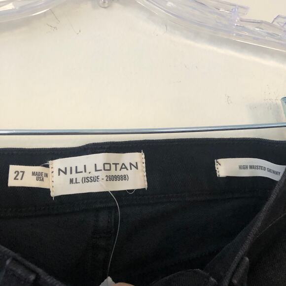 Nili Lotan Womens High Waisted Skinny Cropped Raw Hem Jeans Black Size 27 - Picture 3 of 7